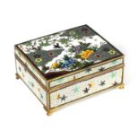 A JAPANESE MEIJI PERIOD CLOISONNE ENAMEL BOX