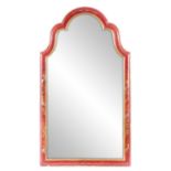 A 20TH CENTURY QUEEN ANNE STYLE LACQUERED HANGING MIRROR