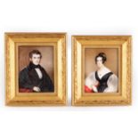 A PAIR OF 19TH CENTURY PORTRAIT MINIATURES ON IVORY
