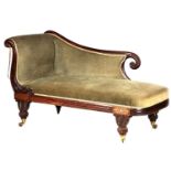 A REGENCY ROSEWOOD AND BRASS INLAID DAY BED/CHAISE LONGUE