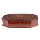 A 19TH CENTURY CONTINENTAL MAHOGANY MARQUETRY INLAID BOX