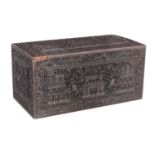 A LARGE 19TH CENTURY ANGLO-INDIAN CARVED HARDWOOD BOX