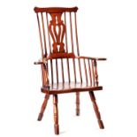 AN 18TH CENTURY ASH AND ELM COMB BACK WINDSOR CHAIR