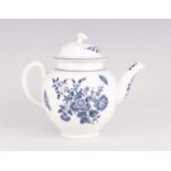 AN 18TH CENTURY WORCESTER BLUE AND WHITE TEAPOT
