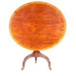 AN UNUSUAL GEORGE III SATINWOOD CROSS-BANDED FIGURED MAHOGANY OVAL SHAPED CENTRE TABLE