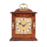 A SMALL WILLIAM AND MARY STYLE BURR WALNUT AND ORMOLU MOUNTED MANTEL CLOCK