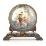 AN ART DECO GILT BRONZE, ENAMEL AND NERO PORTORO MARBLE MANTEL CLOCK