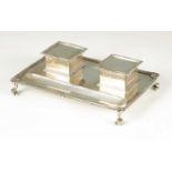 AN EDWARDIAN SILVER INKSTAND