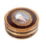 AN 18TH CENTURY TORTOISESHELL AND GOLD METAL MOUNTED PORTRAIT BOX
