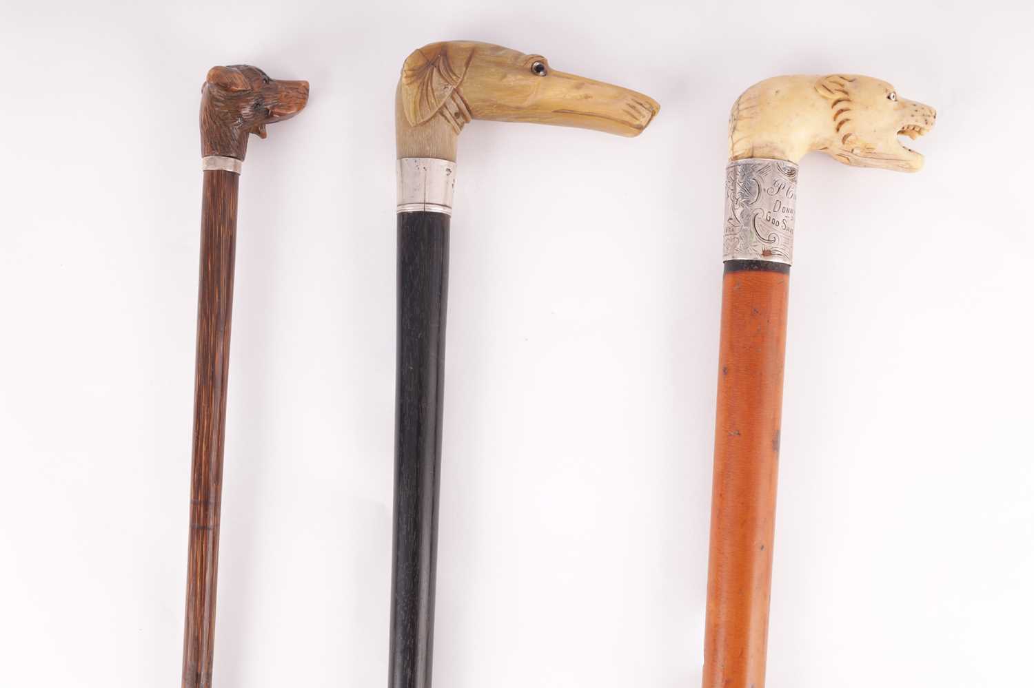 THREE 19TH CENTURY ANIMAL HEAD WALKING STICKS - Image 2 of 10