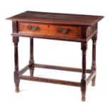 AN EARLY 18TH CENTURY JOINED OAK SIDE TABLE