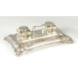 AN EDWARDIAN SILVER INKSTAND