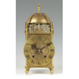 A 19TH CENTURY BRASS LANTERN CLOCK IN THE 17TH CENTURY STYLE