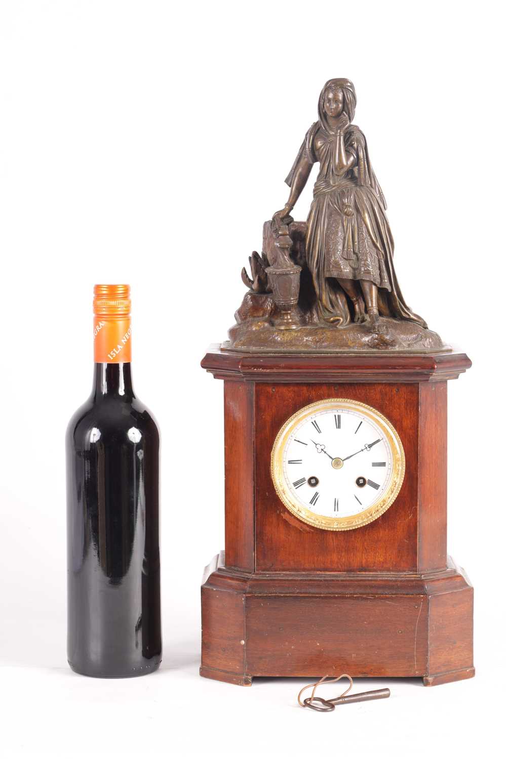 A MID 19TH CENTURY FRENCH BRONZE FIGURAL MANTEL CLOCK - Image 2 of 11