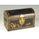A RARE LATE 17TH/EARLY 18TH CENTURY CHINESE MOTHER-OF-PEARL INLAID LACQUERED BOX AND COVER