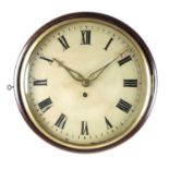 A GEORGE III WOODEN DIAL FUSEE WALL CLOCK