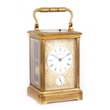 BOURDIN HENRI DU ROI, A PARIS A GILT FULLY ENGRAVED CORNICHE CASED REPEATING CARRIAGE CLOCK