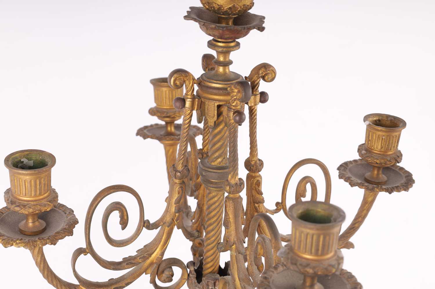 A PAIR OF 19TH CENTURY ORMOLU AND PATINATED BRONZE FIGURAL CANDELABRA - Image 4 of 10