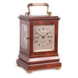 DESBOIS, 10 BROWNLOW ST. LONDON A SMALL MID 19TH CENTURY ROSEWOOD DOUBLE FUSEE LIBRARY MANTEL CLOCK