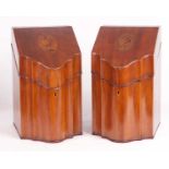 A PAIR OF GEOTGE III INLAID MAHOGANY KNIFE BOXES