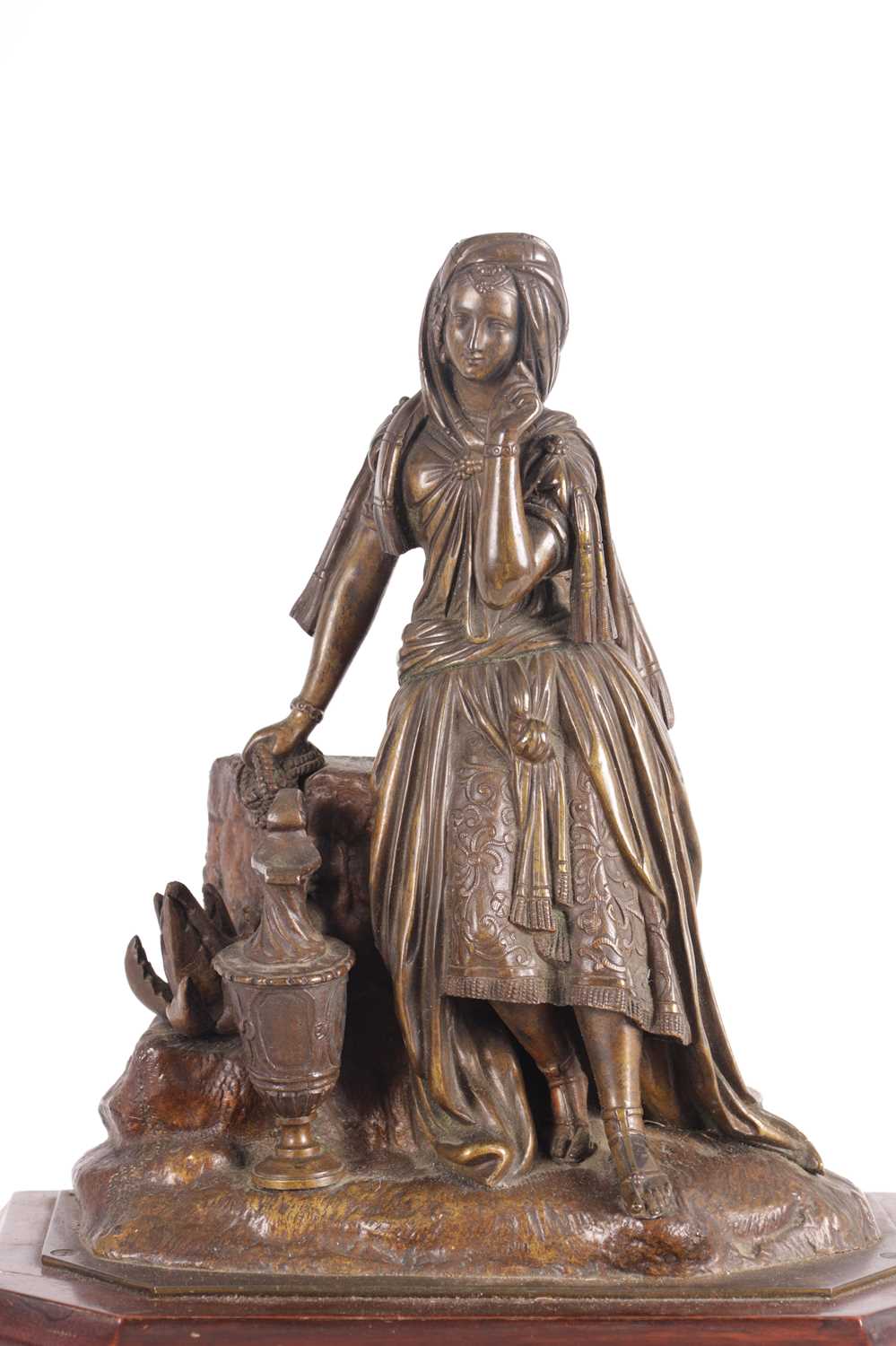 A MID 19TH CENTURY FRENCH BRONZE FIGURAL MANTEL CLOCK - Image 3 of 11