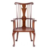 A LARGE LATE 19TH CENTURY MAHOGANY COMB BACK WINDSOR CHAIR