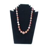 Edwardian Graduated Polished Agate Necklace with metal clasp