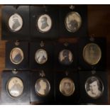 Collection of Early Oval mounted rectangular framed miniatures with applied gilt mounts
