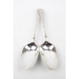 Pair of George III Brightly Cut Silver Serving Spoons by Duncan Urquhart & Naphtali Hart, London