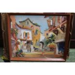 C R Doyly-John (1906-1993), framed print of a Mediterranean street scene. 57cm x 46cm