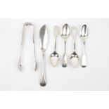 Collection of 19thC Silver Flatware inc. Set of 4 Fiddle pattern Teaspoons Glasgow 1857, Victorian