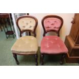 2 Edwardian Mahogany upholstered bedroom chairs with carved tapering legs