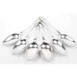 Set of 6 Newcastle Silver Fiddle pattern spoons with scallop decoration dated 1854. 286g total