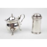 Early 20thC Mustard pot on three pad feet and also a pepper 1937. 80g total weight