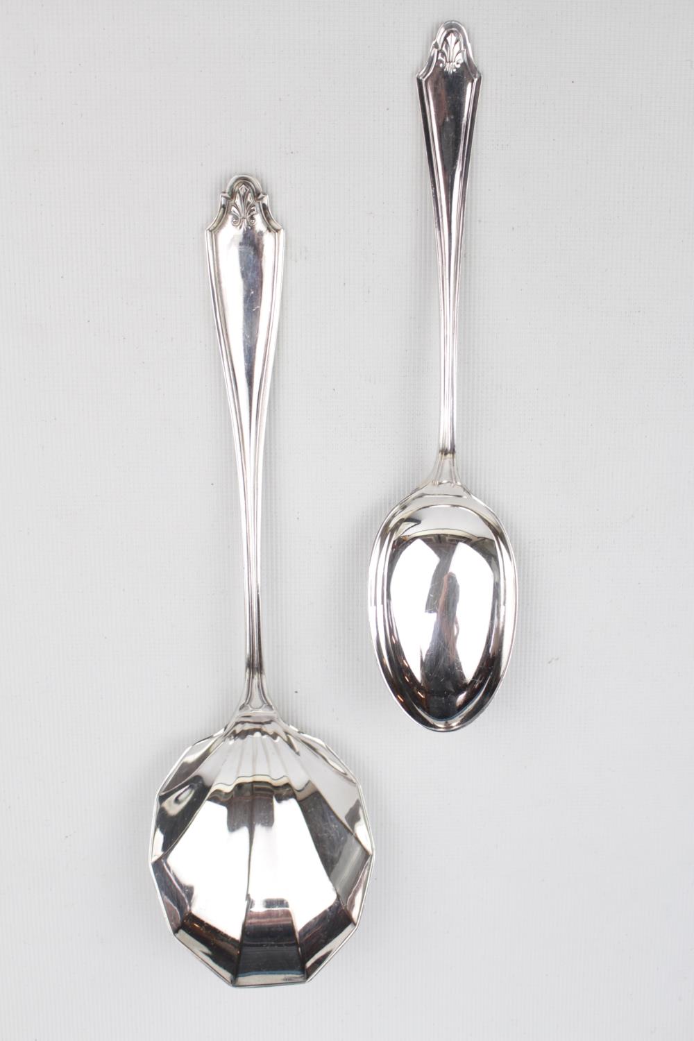 Heavy quality Cased set of 12 Silver Spoons and Serving spoons by Cooper Brothers & Sons Ltd, - Image 2 of 4