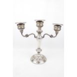 A Silver mounted candelabra with scroll decoration 24cm in Height, Birmingham 1973