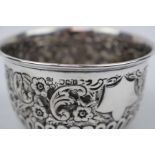 Highly embossed Edwardian Silver Sugar Bowl by Charles Edwards London 1901, 80g total weight