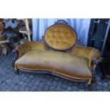 Grand Victorian upholstered Sofa on Walnut opulent carved out swept frame, 170cm in Width