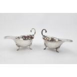 Pair of Indian Silver Hamilton & Co Sauce boats dated 1945 with shell capped feet 139g total weight