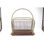 Victorian Brass Mesh domed Magazine rack with wooden base