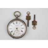 Kendal & Dent Silver cased pocket watch with Roman numeral dial 4.5cm in Diameter