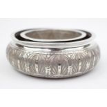 Interesting Egyptian Silver Circular posy vase of foliate engraved detail, 13cm in Diameter. 100g