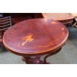Italian Oval Sorrento type table with Inlaid figural detail signed G Hurzo, 75cm in Diameter