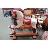 Good quality Hand made Dapple rocking horse on pine supports 100cm in Height