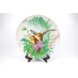 Limoges two handled tray with Flora and Fauna decoration CREIL ET MONTEREAU Charger with Lovebird