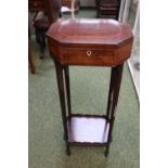 Edwardian Mahogany octagonal jewellery box on tapering supports with galleried under tier
