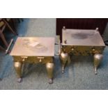 2 19C Brass Footmen, one with paw feet the other with pad feet