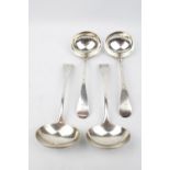 A Silver set of four late Victorian crested sauce ladles - London 1894, 274g total weight
