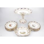 Hand Painted Davenport c.1840 Nautical scenes dessert set inc. Tazza, serving dish and 12 plates