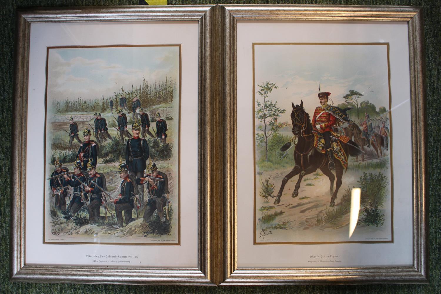Pickelhaube prints from 1899 by the Werner Company Auron Ohio showing infantry Uhlan Artillery - Image 3 of 3